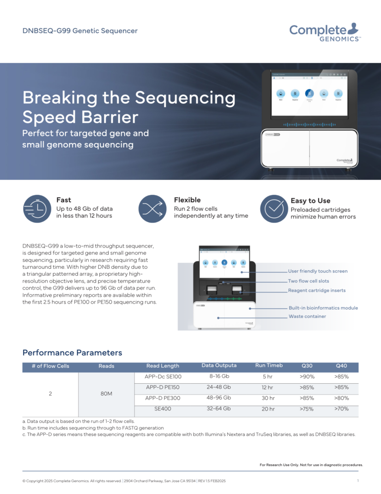 G99 Brochure - Complete Genomics