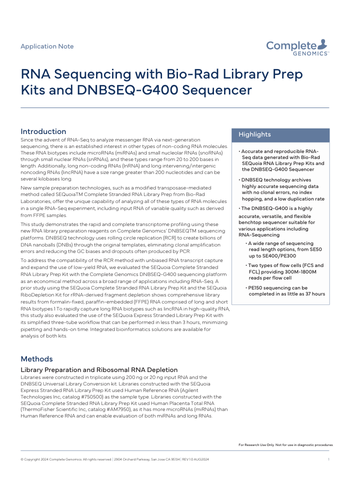 RNA Sequencing with Bio-Rad Library Prep Kits and DNBSEQ-G400 Sequencer